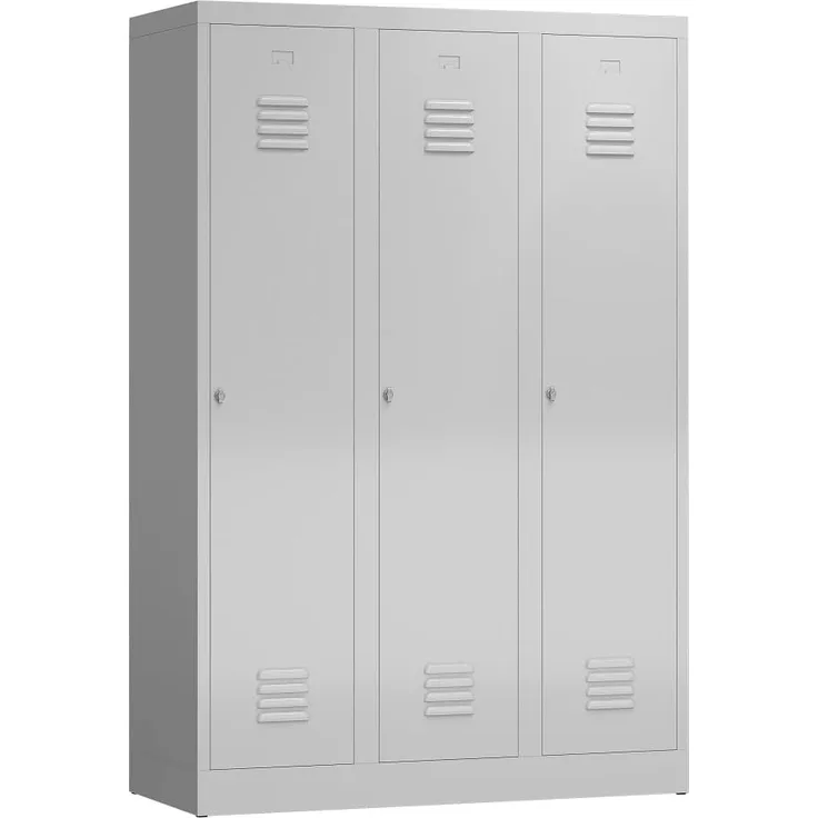 Spind Spindschrank 3 Abteile mit S/W-Trennung 180 x 120 x 50 cm lichtgrau