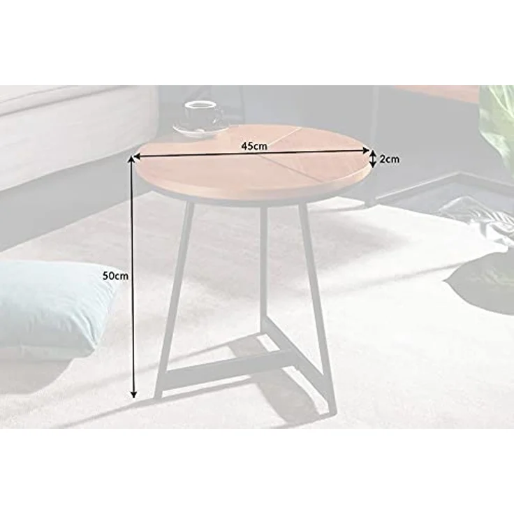 riess-ambiente Beistelltisch OAK ELEGANCE Ø45cm natur / schwarz (Einzelartikel, 1-St), Wohnzimmer · Eiche-Design · Metall · rund · Schlafzimmer – Bild 3