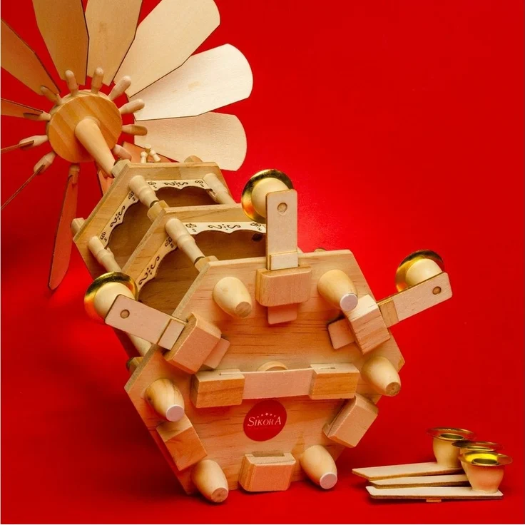 SIKORA Weihnachtspyramide aus Holz mit 3 Etagen Pyramide Weihnachten Deko H:45cm - P3 – Bild 3