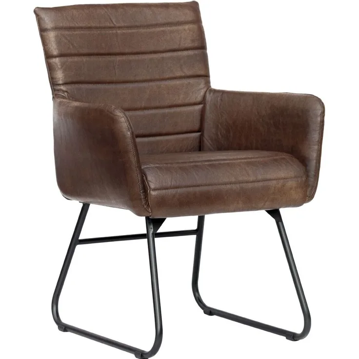 Stuhl Echtleder 62x62x84 dunkelbraun IRON LABEL #06