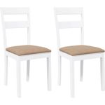 vidaXL Esszimmerstühle mit Kissen 2 Stk. Weiß Massivholz Gummibaum 4102386