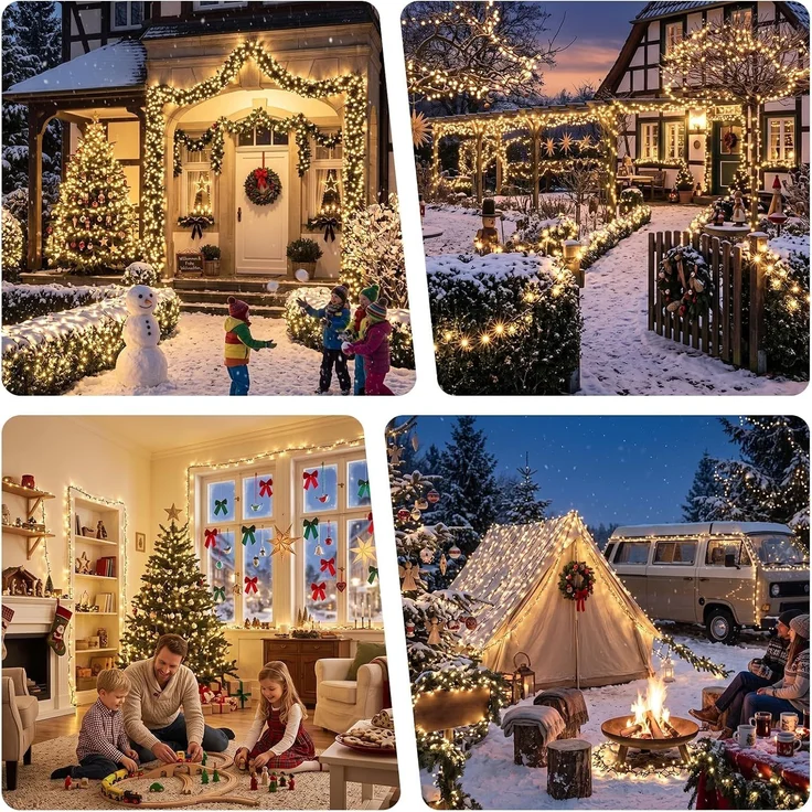 SALCAR 26m 360er LED Lichterkette Weihnachtsbaum (23m Lichterkette + 3m Stromkabel) Warmweiß – Bild 8