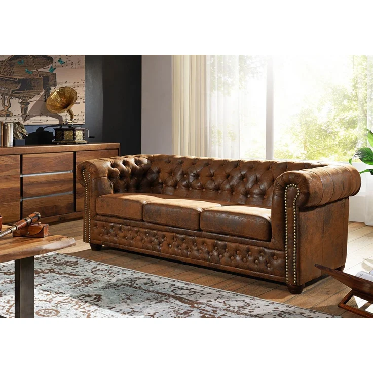 Sofa 203x86x72 braun CHESTERFIELD – Bild 8