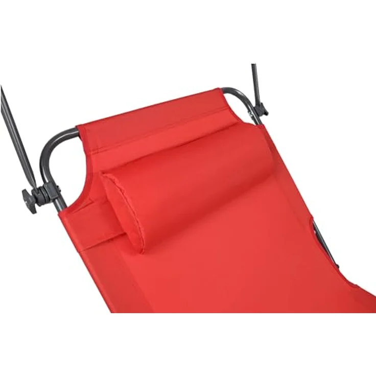 VCM Sonnenliege klappbar Bindox L, Maße ca. 185 x 24 x 55 cm, leicht und kompakt, mit verstellbarem Sonnendach in Rot und Anthrazit – Bild 5
