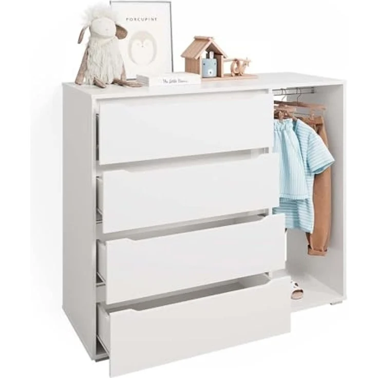 Kinderkleiderschrank Ruben Weiß 120 x 101.9 cm mit 4 Schubladen Vicco – Bild 7