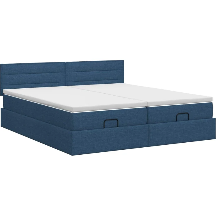 vidaXL Ottoman Bett mit Matratze mit Kopfteil 2 pcs Blau Stoff 3456683 – Bild 8