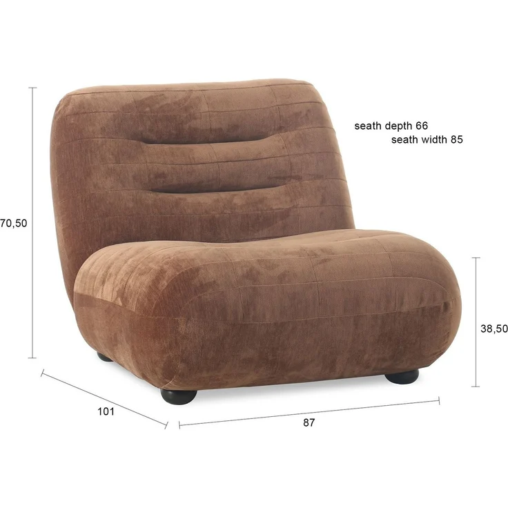 DutchBone Loungesessel Wyatt Cognac mit Veloursbezug im Boho-Chic Braun 87x101x70,5 cm – Bild 7