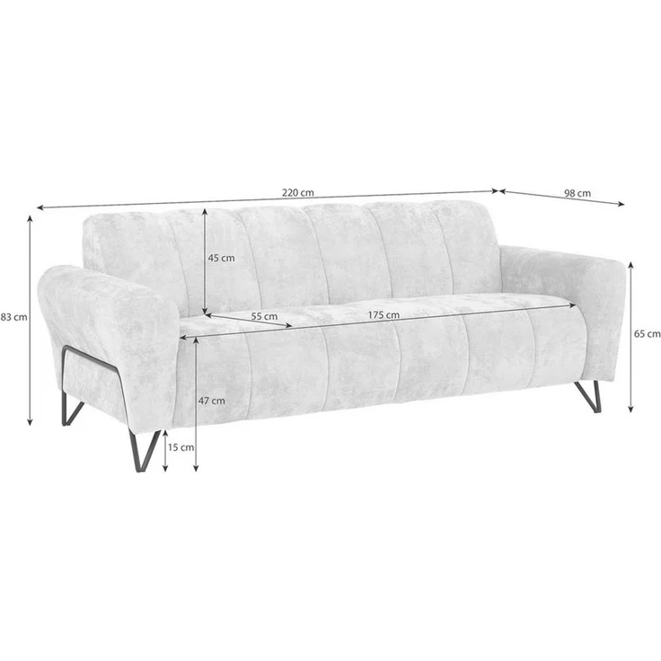 Beautysofa Polstergarnitur VOLARE mit Metallbeine in Schwarz, 3-Sitzer Sofa +2-Sitzer Sofa + Sessel – Bild 4