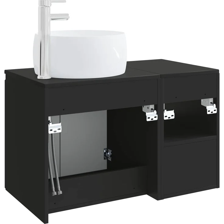 vidaXL Badezimmerschrank-Set 2 stk. Schwarz 79,5 x 44,5 x 80 cm 3404095 – Bild 6