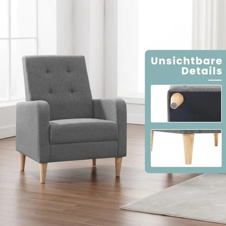 Woltu Ohrensessel (1-St), Relaxsessel mit Massivholzbeinen, Loungesessel modern – Bild 7