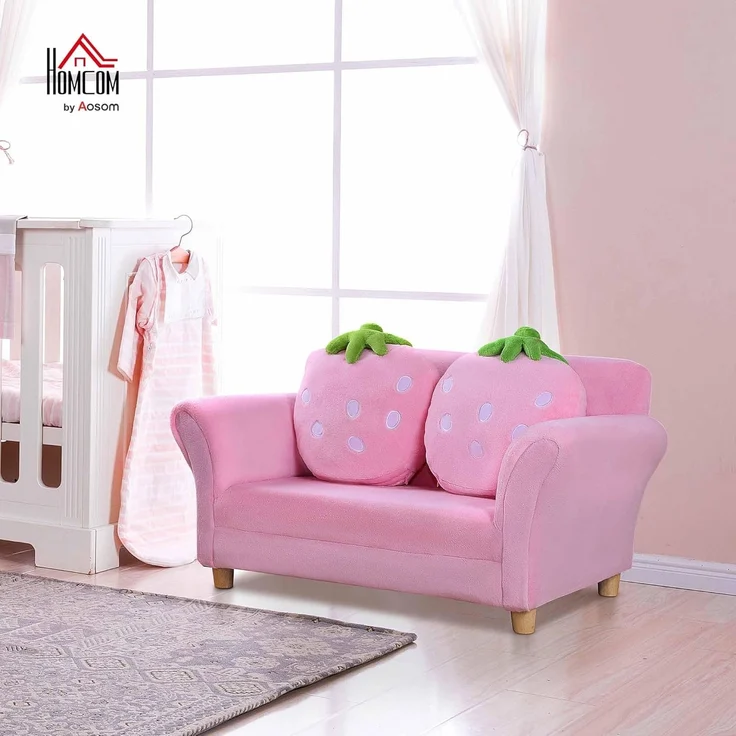 HOMCOM Sofa Kinder Erdbeersofa – Bild 2