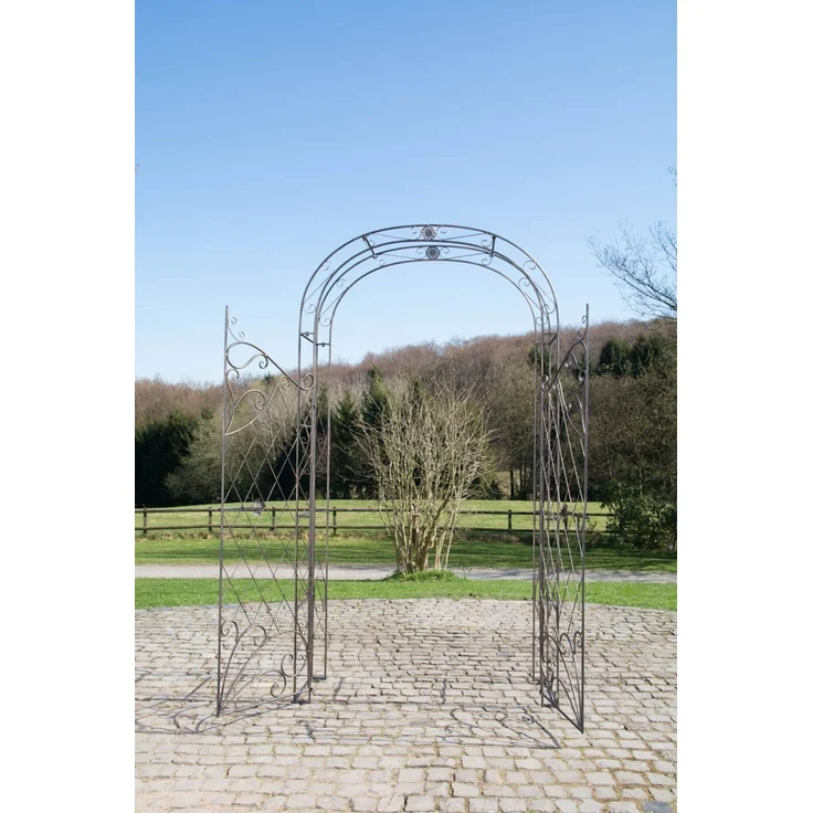 Rosenbogen MINDEN mit Tor - 120x40x220cm, Metall, Bronze | Rankhilfe Rosen Rankgitter Gartendekoration – Bild 4