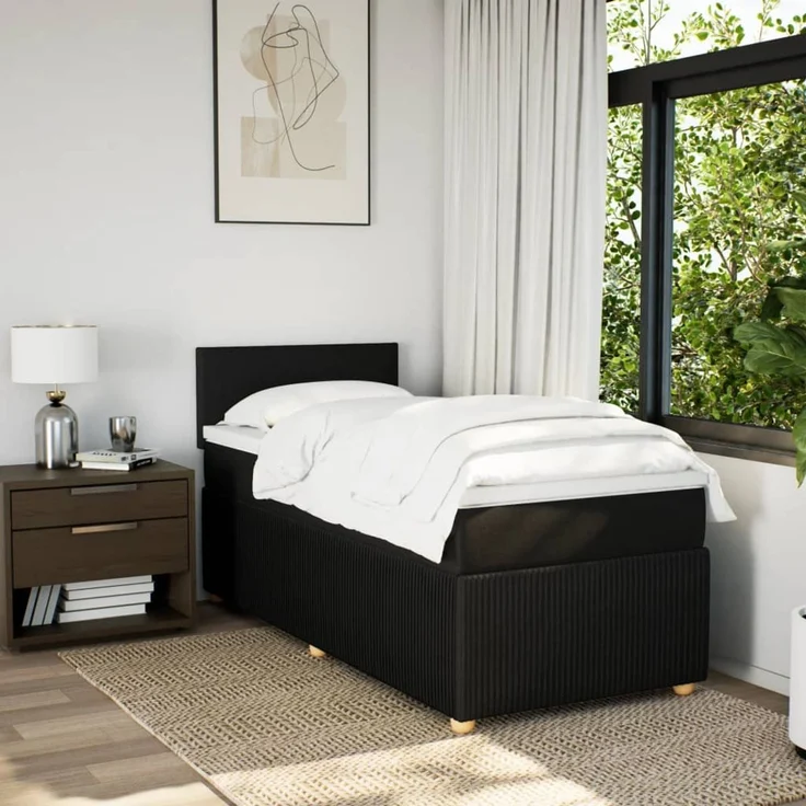 vidaXL Boxspringbett mit Matratze Schwarz 80x200 cm Stoff 3289578 – Bild 4