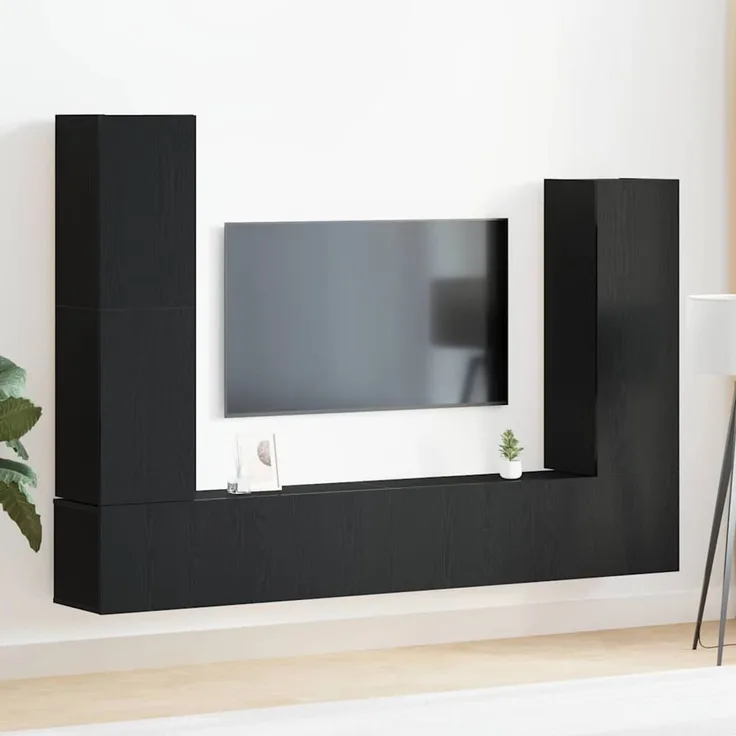 vidaXL TV-Schrankset 6 stk. 30,5 x 30 x 110 cm Schwarz Eichen-Optik 3333060