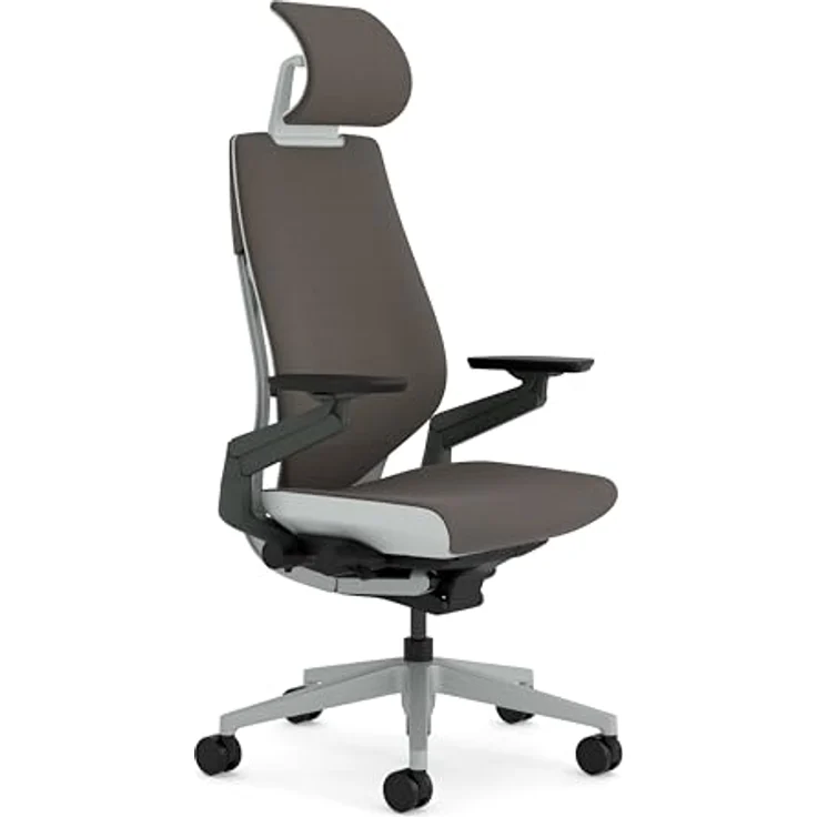Steelcase Gesture Ergonomischer Bürostuhl mit 360° Armlehnen, 3D-Live Back Lumbalstütze, anpassbarer Kopfstütze Dunkelbraun – Bild 2