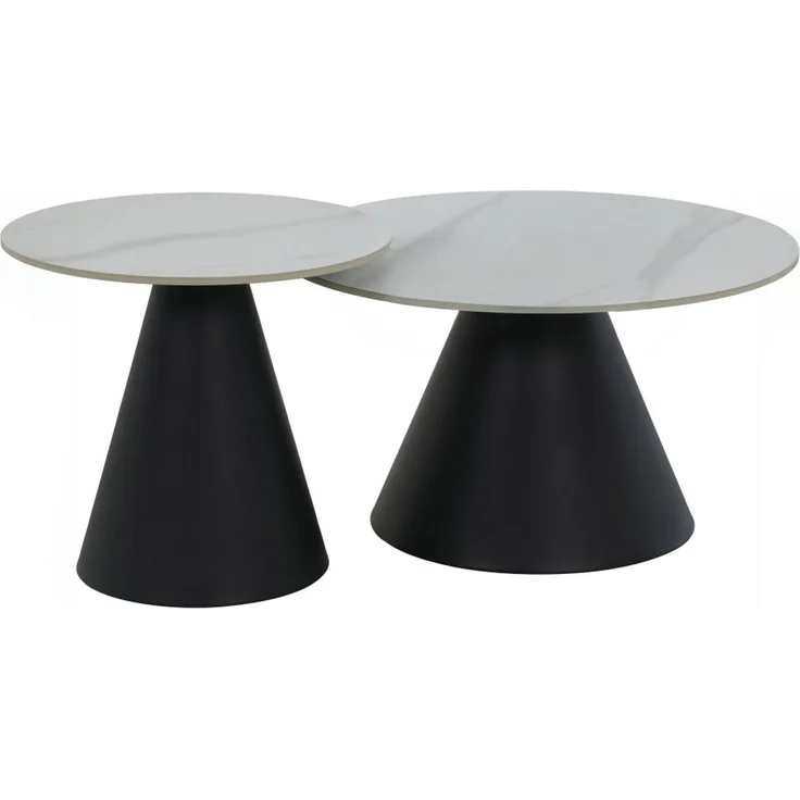 HELA Couchtisch DUSTIN (Set, 2-St), 2er Set Couchtisch, rund, Sintered Stone, Gestell kegelförmig – Bild 2