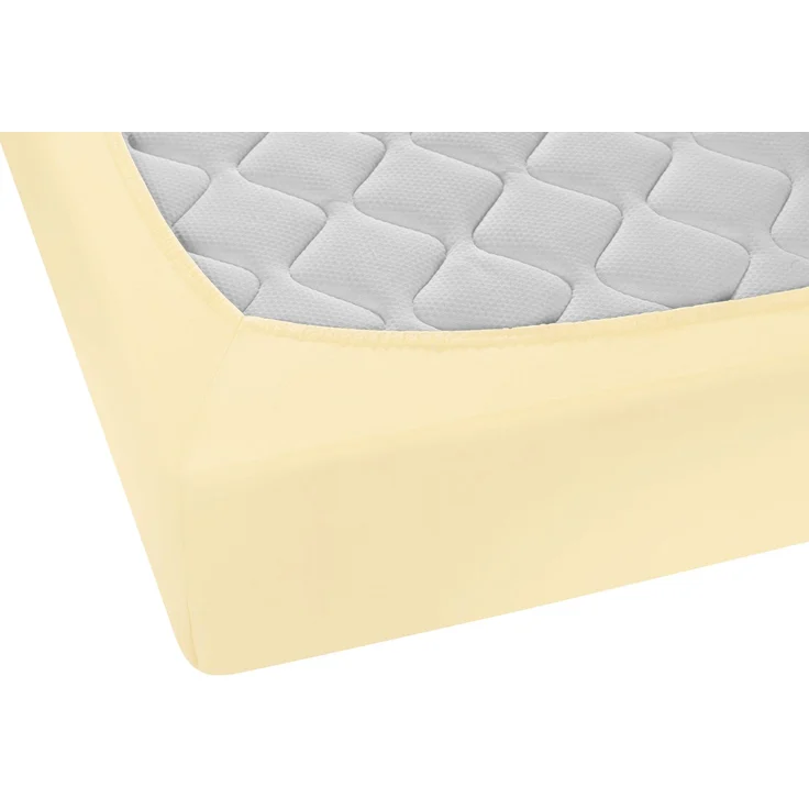 biberna Feinjersey-Spannbetttuch, 100 % Baumwolle, gelb, 1x 180x200 cm - 200x200 cm – Bild 2