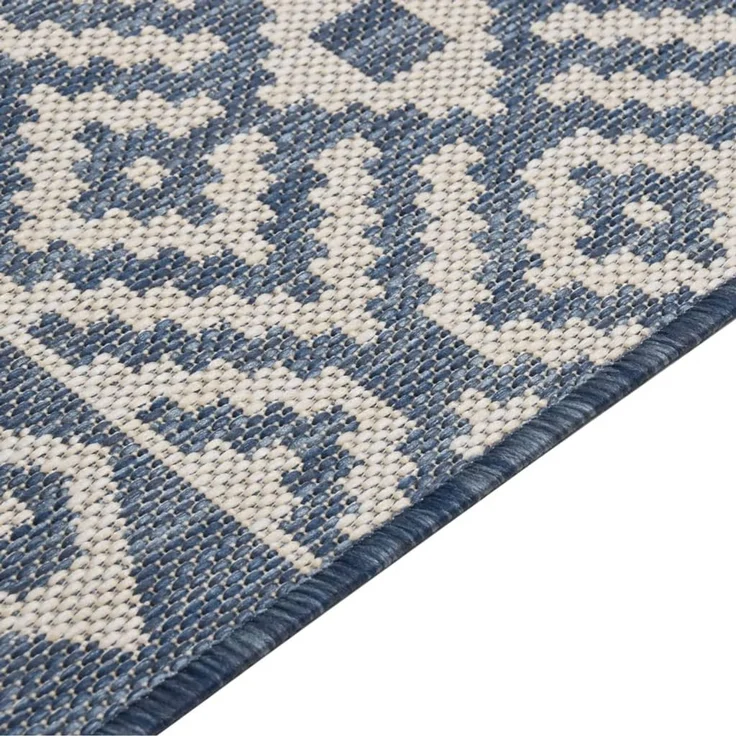 vidaXL Outdoor-Teppich Flachgewebe 80x250 cm Blau Gestreift 340835 – Bild 4