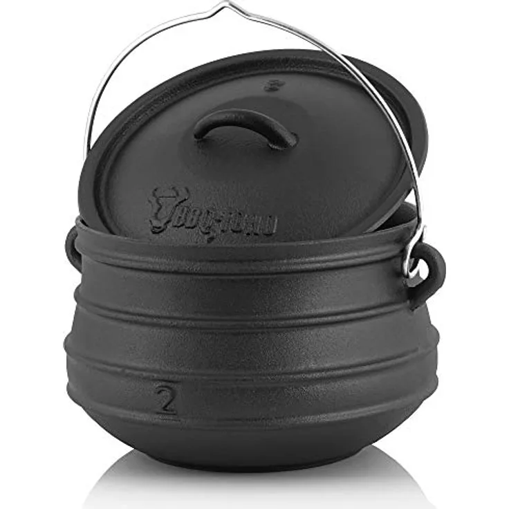 BBQ-Toro Grilltopf Potjie ca. 6 Liter, Südafrikanischer Kochtopf aus Gusseisen ohne Füße, Gusseisen
