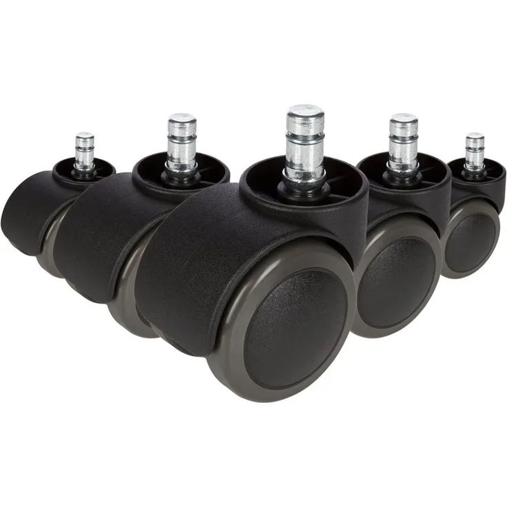 hjh OFFICE 619006 5X Hartbodenrollen 11mm / 50mm Büro-Stuhl-Rollen für Hartböden (5er Pack)