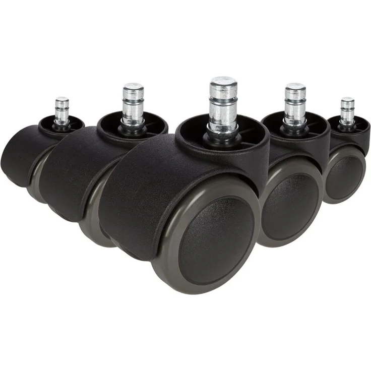hjh OFFICE 619006 5X Hartbodenrollen 11mm / 50mm Büro-Stuhl-Rollen für Hartböden (5er Pack)