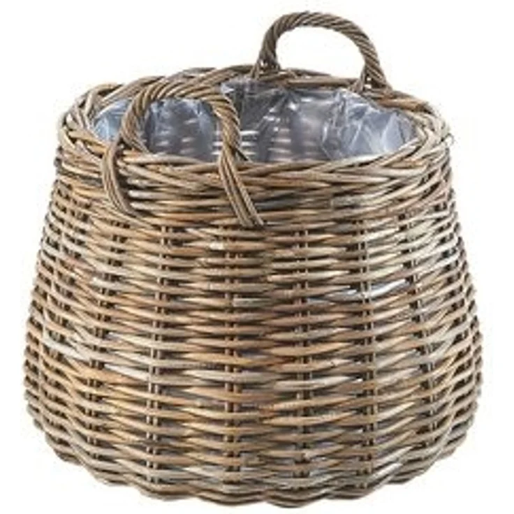 Kobolo Pflanzkübel Pflanzkorb Rattan - rund mit Folie ausgeschlagen (1 Stück) – Bild 6