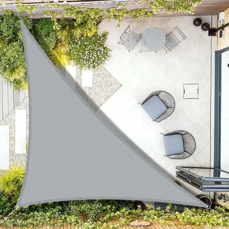 AXT SHADE Sonnensegel Wasserdicht Dreieck Rechtwinklig 3 x 3 x 4,25 m Wetterschutz Sonnenschutz PES Polyester mit UV Schutz für Terrasse Balkon Garten-Hellgrau