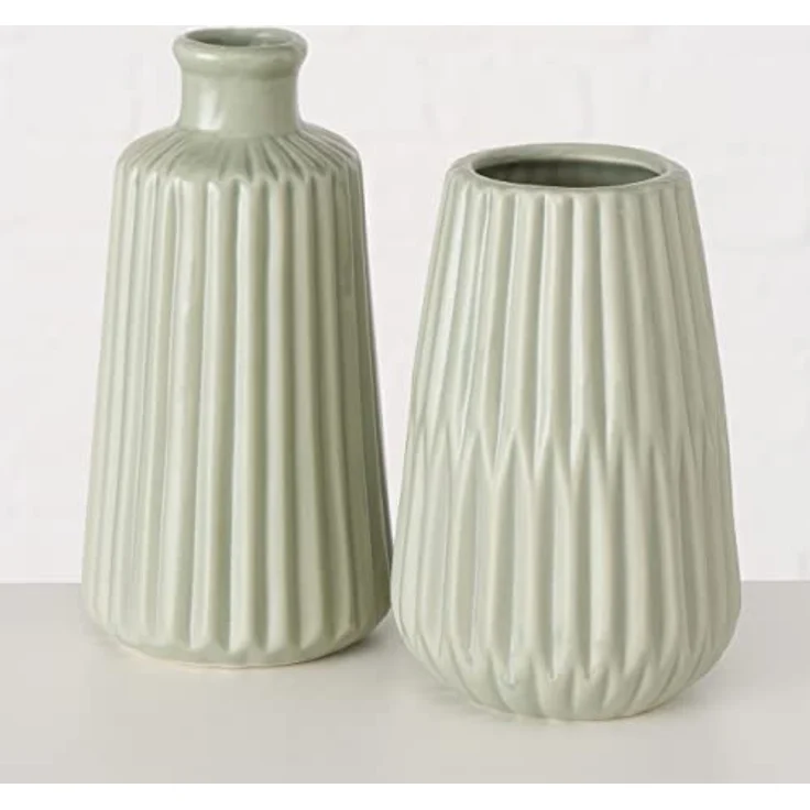 Boltze Vase Esko, Blumenvase mit mattem Finish in Grün, Porzellan, ca. 17 x 8,5 cm, skandinavisches Design – Bild 3