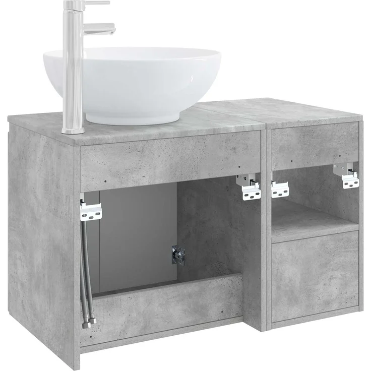 vidaXL Badezimmerschrank-Set 2 stk. Betongrau 79,5 x 44,5 x 80 cm 3404087 – Bild 6