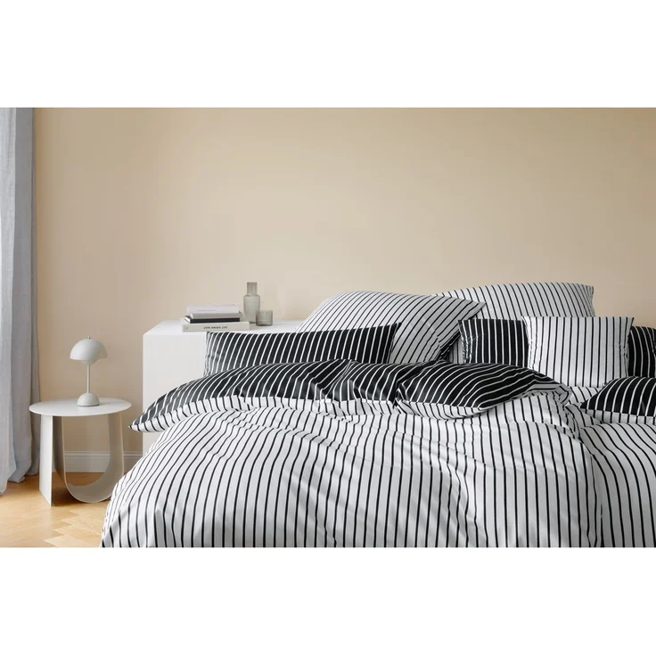 Elegante Mako Satin Bettwäsche Lined 24563-9 schwarz Streifen 135x200 – Bild 2
