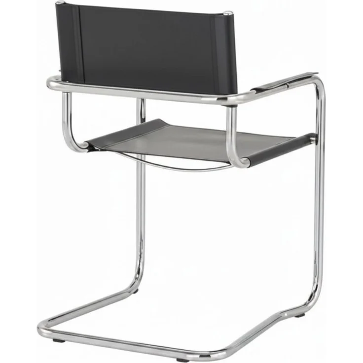 k-hometrends Freischwinger KADA, 2er-Set, aus Recyceltem Leder in schwarz und Rundrohrgestell (2er-Set), Designstühle, B/H/T: 58 x 82 x 60 cm - Made in Italy – Bild 4
