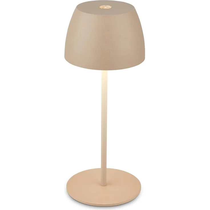BRILONER - Mini LED Tischlampe kabellos IP44 mit Touch, stufenlos dimmbar, Akku & Lichtquelle tauschbar, Nachttischlampe, Dekolampe, LED Lampe, Akku Tischleuchte, Outdoorlampe, 8x20 cm (DxH), Beige