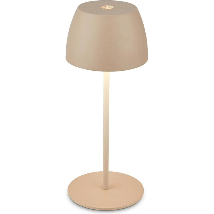BRILONER - Mini LED Tischlampe kabellos IP44 mit Touch, stufenlos dimmbar, Akku & Lichtquelle tauschbar, Nachttischlampe, Dekolampe, LED Lampe, Akku Tischleuchte, Outdoorlampe, 8x20 cm (DxH), Beige