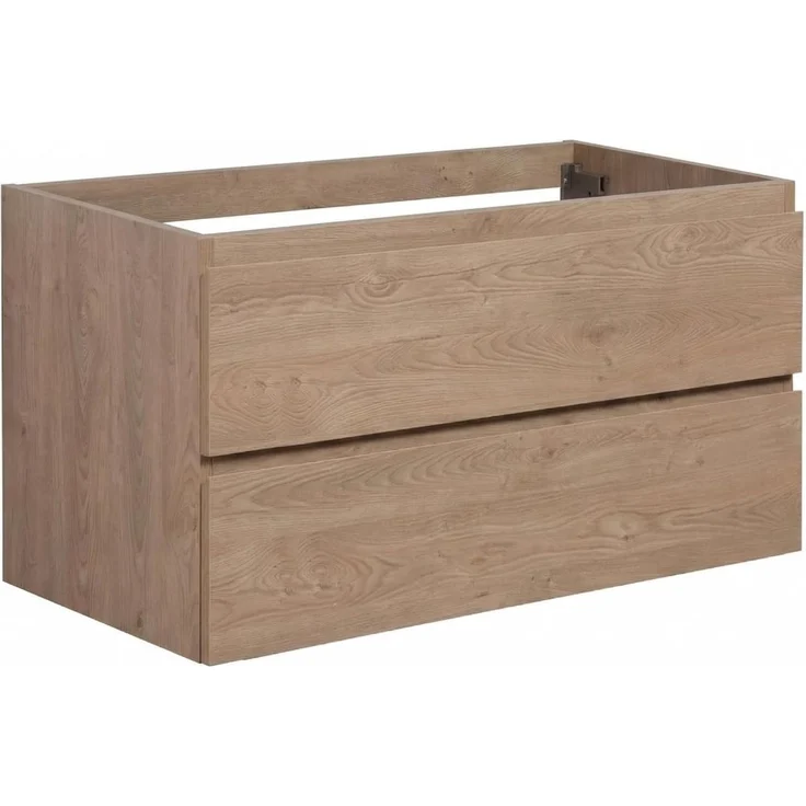 Badplaats Waschbeckenunterschrank Angela 100 x 48 cm – Kastanien Eiche – Hängender Badezimmerschrank mit Schubladen – Bild 1