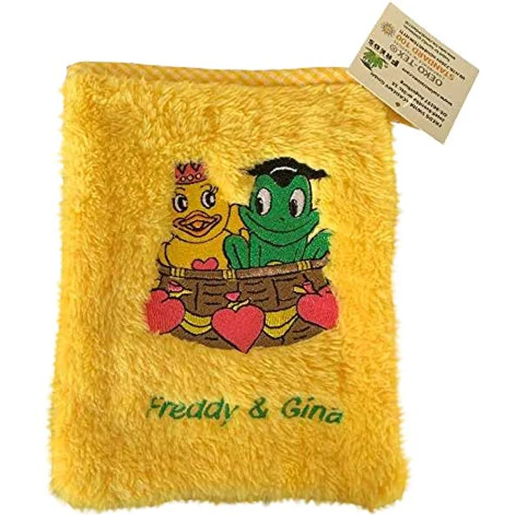 Freds Swim Academy 20122 Waschhandschuh aus weichem Welsoft Polyester mit Fred & Gina Motiv, ca. 16x20 cm, gelb – Bild 2