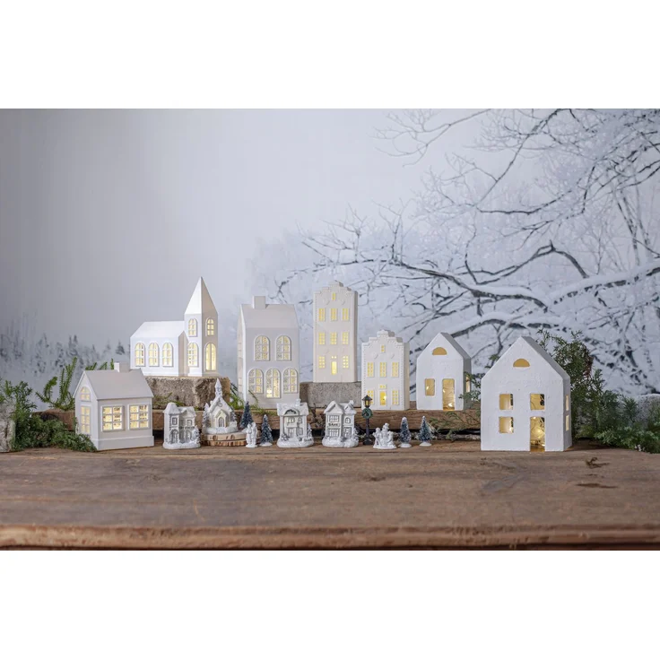 LED-Häuser "Birmingham", weiss, 11 teilig