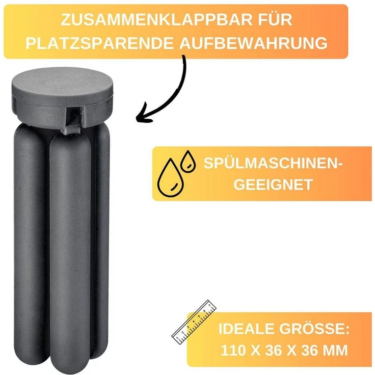 Thiru Topfuntersetzer faltbar, Ø 22 cm, hitzebeständig bis 200 °C, BPA-frei, Zubehör für Töpfe und Pfannen bis Ø 22 cm, 2-tlg, zusammenklappbar, hitzebeständig bis zu 200 °C – Bild 2