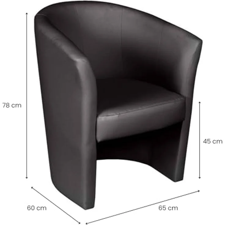 Dmora - Sessel Abrera, Wohnzimmersessel, gepolsterter Sitz, Stuhl mit Armlehnen aus Kunstleder, 64x63h76 cm, Schwarz – Bild 2