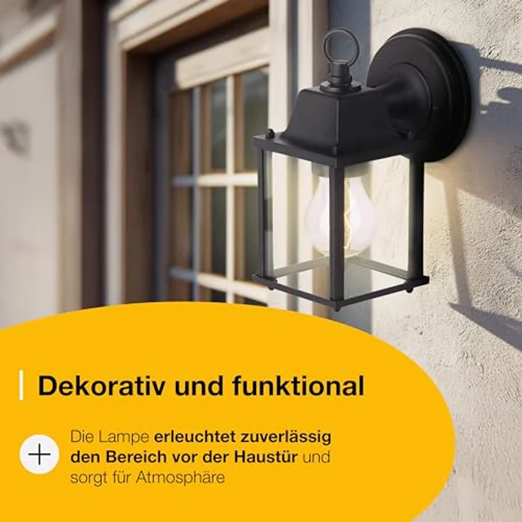 BRILLIANT Irvin Außenwandleuchte Schwarz, wetterfeste hängende Wandlampe mit IP23, E27 Fassung für LED-Leuchtmittel, Metall/Glas für Hauswand, Terrasse & Garten – Bild 5