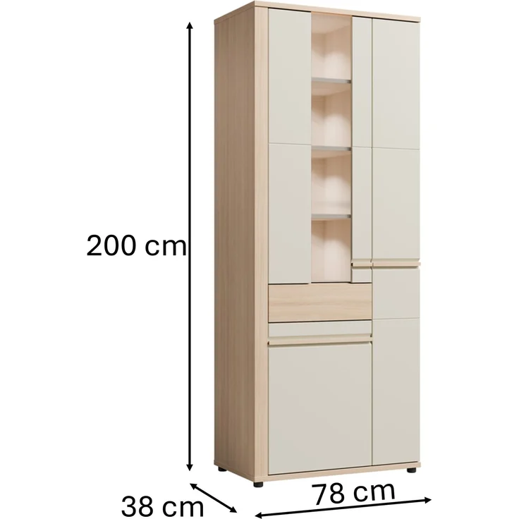OSLO OS2 Vitrine mit Schublade in Cashmere/Riva, 78 x 200 x 38 cm – Bild 9