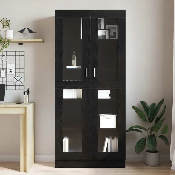 vidaXL Bücherregal 82,5 x 30,5 x 185 cm Schwarz Eichen-Optik 3329277 – Bild 4