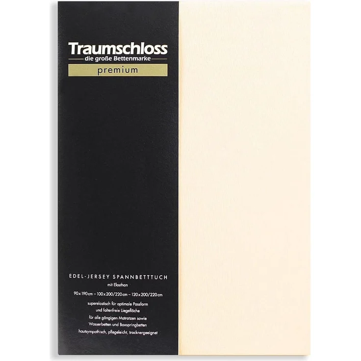 Traumschloss Spannbettlaken Premium, Jersey, Gummizug: rundum, (1 Stück), 165g/m², 95% gekämmte Mako Baumwolle, 5% Elasthan – Bild 1