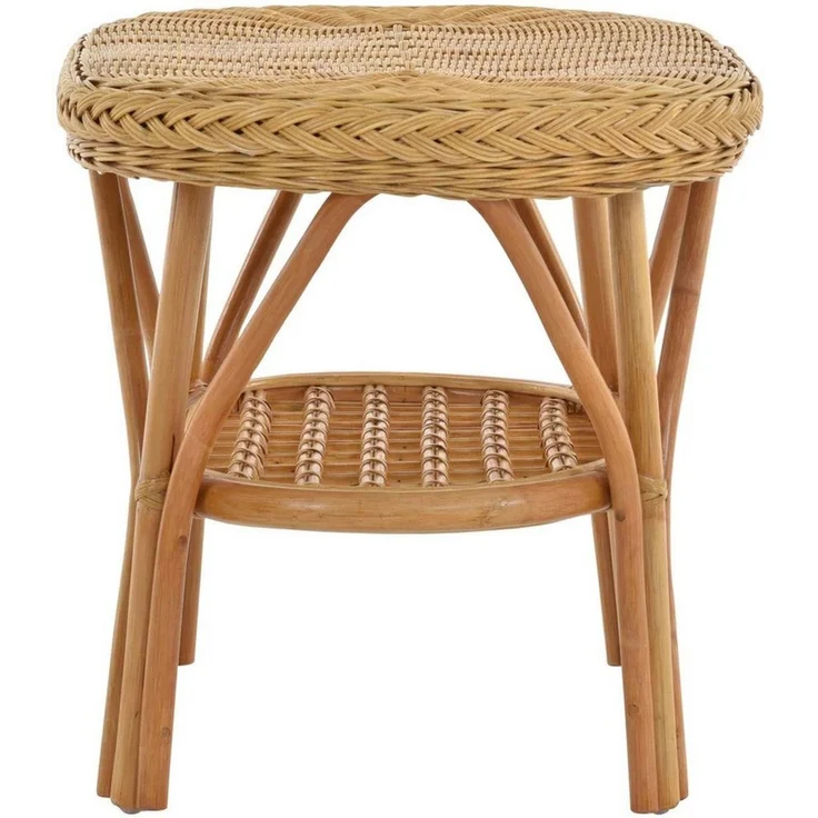 Krines Home Beistelltisch Rattan-Tisch/Ovaler Beistelltisch/Couchtisch Rattantisch Ablage Oval, Oval – Bild 3