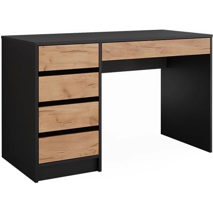 Schreibtisch Sherry Anthrazit/Goldkraft Eiche 55 x 120 cm mit Schubladen Vicco
