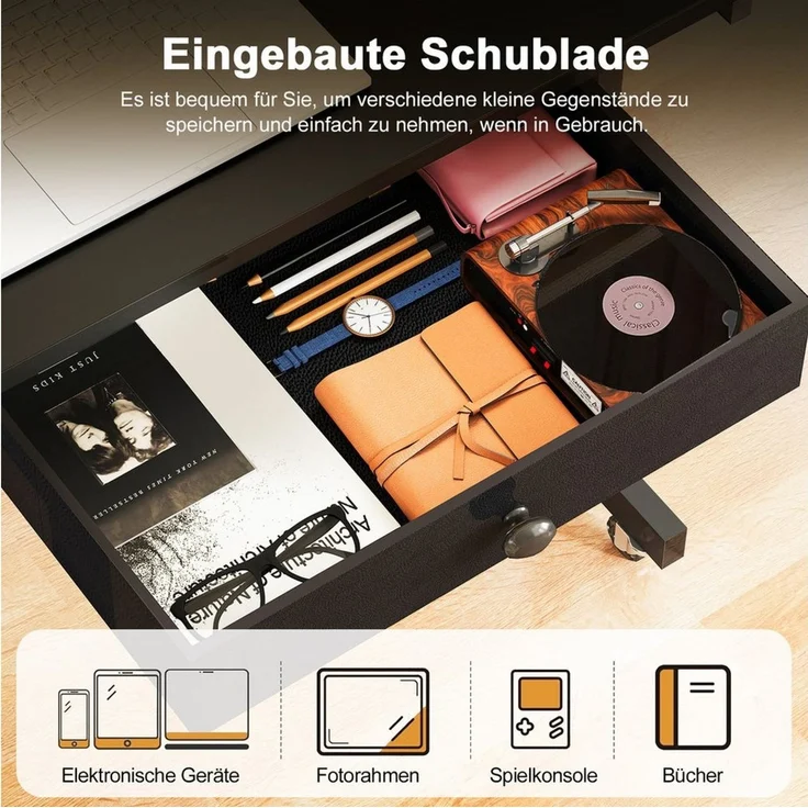 GTPLAYER Eckschreibtisch Höhenverstellbarer Schreibtisch, Computertisch Laptoptisch, mit Schubladen,Tisch höhenverstellbar 80 * 50*(73-115) cm – Bild 4