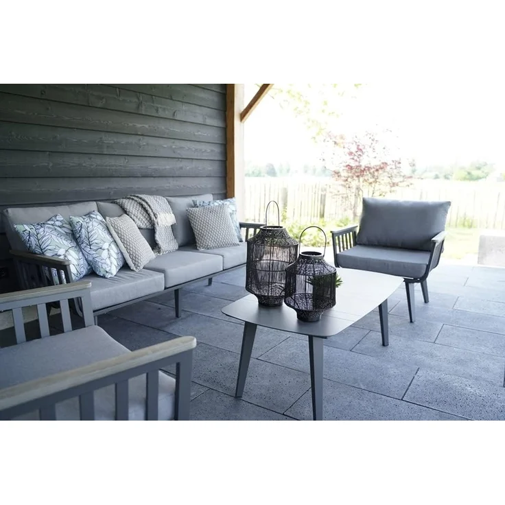 Lesli Living Gartenlounge-Set Alu Lounge Set Amalfi Gartenmöbel Garnitur grau Outdoor, pflegeleicht wetterfest stabil – Bild 8