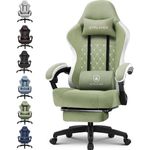GTPLAYER Gaming Stuhl Ergonomischer Gaming Sessel Schreibtischstuhl mit Stoffoberfläche, Federsitzkissen, Verbindungsarmlehnen und Fußstütze grün