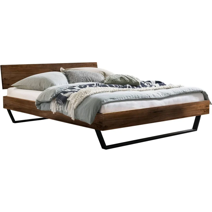 Hasena Bett Asti Nussbaum mit Kufen und Metallgestell 140x210 cm, Komforthöhe 25 cm – Trento – Bild 1