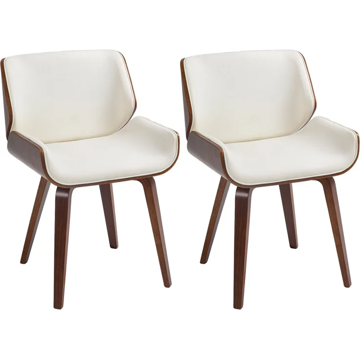 2er-Set Esszimmerstühle im Vintage-Stil mit Kunstlederbezug, 54 x 53 x 81 cm, weiß-braun – Bild 1