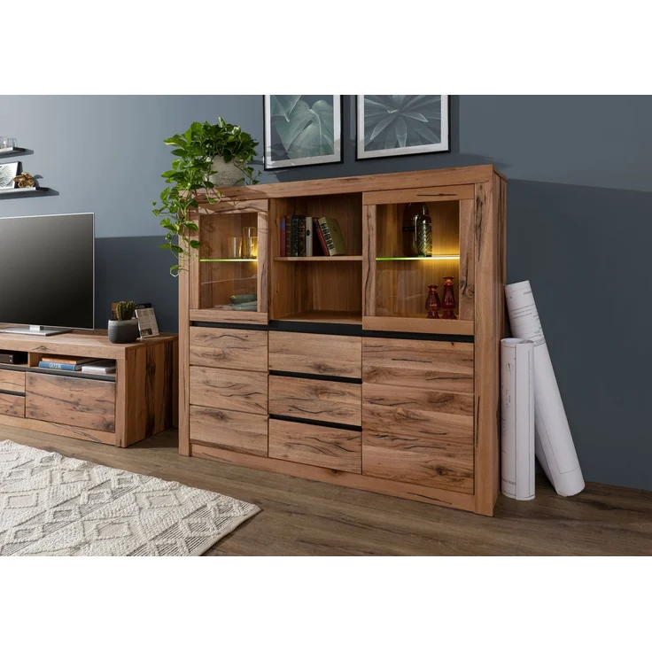 Highboard Wildeiche / Zerreiche 155x43x140 braun geölt MONTREUX #356 – Bild 3